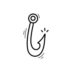 Hand Drawn Hook. Doodle Vector. Isolated on White Background - EPS 10 Vector