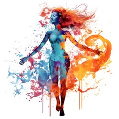 Abstract Colorful Illustration of the Mami Wata on a White Background