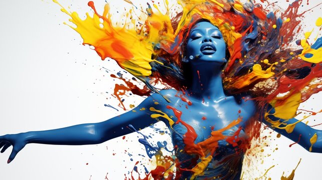 Abstract Colorful Illustration of the Mami Wata on a White Background