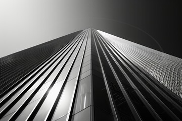 Modern architecture: steps and geometric shapes of a building against the backdrop of sunset. The concept of modern design and architecture