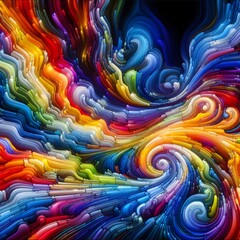 Chromatic Wave showcasing abstract colorful shapes shimmering in a cosmic display