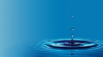 Drops of water falling on surface of water