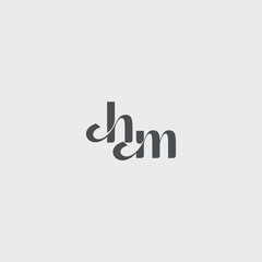 Classy black fashion beauty monogram initial logo letter simple and minimalism HM