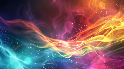 Fototapeta premium colorful beams of light Amidst the fog and smoke like floating in space, Meteor dust, background image. 