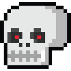 Pixel art halloween red eyes skull head icon