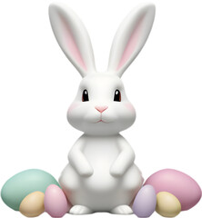Fototapeta premium A cute Easter bunny with egg clipart.