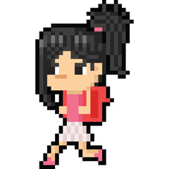 Pixel art happy student girl character
