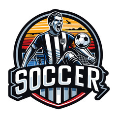 soccer logo with ball element, soccer, elegant soccer logo. Elegant Modern Soccer Football Badge logo designs, Soccer Emblem logo template vector illustration