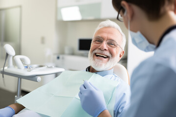Geriatric Dentistry: Image of an elderly patient receiving specialized dental care tailored to age-related dental issues like dry mouth or tooth loss