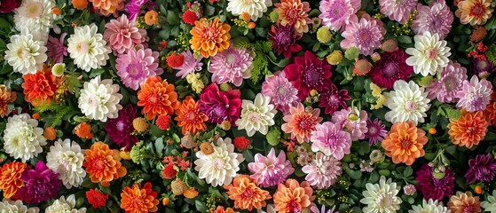A view of a beautiful flower wall