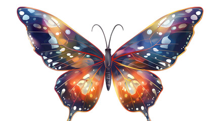 Colorful painted butterfly on transparent background. vector illustration design element for your project. 