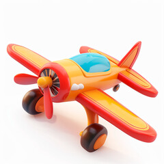3D Cartoon Yellow Airplane on White Background &mdash; Fun and Playful Aircraft Design for Kids
