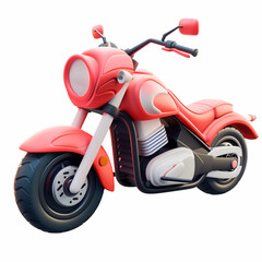 3D Cartoon Red Motorcycle on White Background &mdash; Stylish and Bold Bike Design for Young Riders