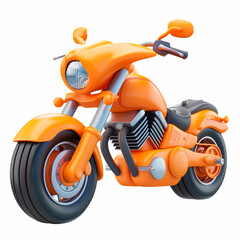 Bright 3D Orange Motorcycle on White Background &mdash; Exciting and Dynamic Toy Bike for Children