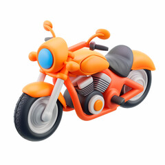 3D Cartoon Orange Motorcycle on White Background &mdash; Fun and Playful Bike Design for Kids