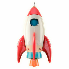 Cute 3D Cartoon Rocket on White Background &mdash; Adorable Space Ship Design for Young Explorers