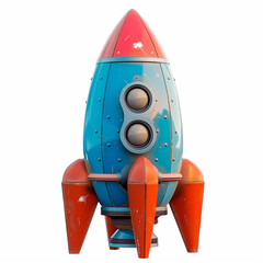 3D Colorful Rocket Toy on White Background &mdash; Energetic and Playful Space Design for Children