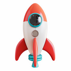 Whimsical 3D Cartoon Rocket on White Background &mdash; Imaginative Space Adventure Toy