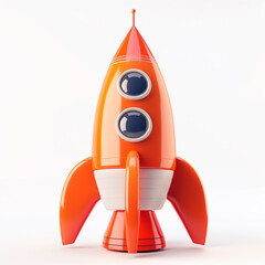 3D Cartoon Rocket on White Background &mdash; Fun and Colorful Space Vehicle for Kids