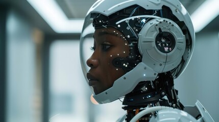 Fototapeta premium As African American engineers soldered wires, their expertise defined their work. to bring the robot to life