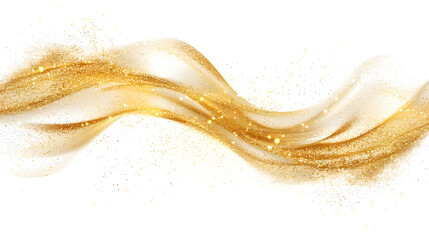 Golden glittering dust swirls on transparent background vector presentation design 