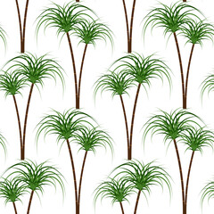 Seamless pattern, bamboo branches, palm trees on a white background. Background, print, vector