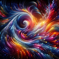 Obraz premium Chromatic Wave showcasing abstract colorful shapes shimmering in a cosmic display