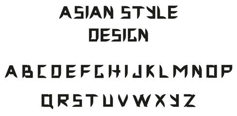 Asian style Font Design isolated white background. Letters collection in trend Geometric Hand Drawn style. Grunge Artistic vector can used Typography Design. EPS 10