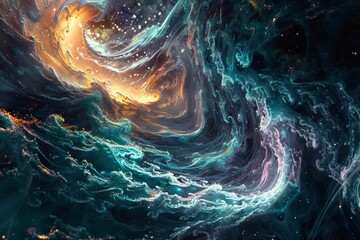 Surreal Cosmic Vortex of Fire and Water
