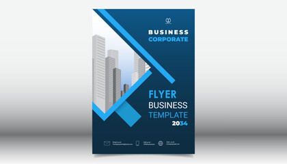 Business flyer layout template in A4 size. Modern Brochure template cover design, annual report, poster with geometric and wavy lines for business market on white background, vector illustration	