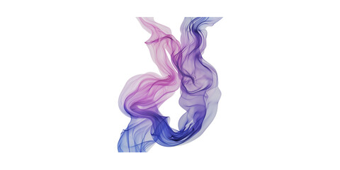 Abstract watercolor painting of purple and blue smoke on a white background
