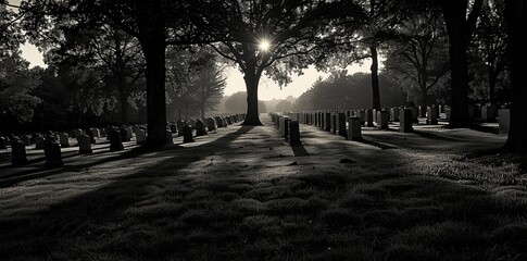 Touching imagery depicting the reverence of cemeteries and memorials honoring fallen soldiers.