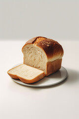 パン, 食パン, 一斤, 朝食, 皿, 白背景, bread, loaf, breakfast, plate, white background