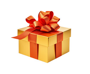 Obraz premium Elegant gift box with a shiny ribbon bow, isolated on a transparent background, perfect for festive occasions. Generative AI