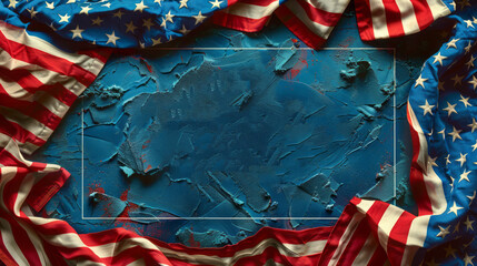 Aged American Flag Draped Over Wooden Planks