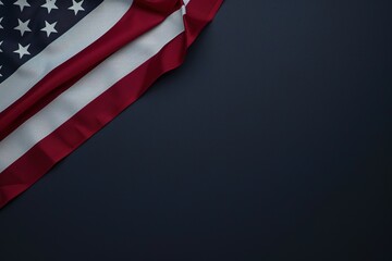 American flag on dark background with space for text.