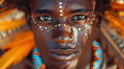 Fototapeta premium African Man with face Paint 