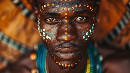 Fototapeta premium African Man with ornament on face