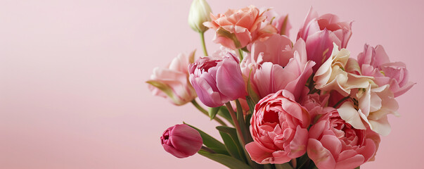 Soft Pastel Florals: Pink Peonies on a Gentle Rose Background