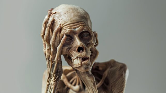 Malnutrition Create an image of a person looking visibly malnourished with signs of muscle loss