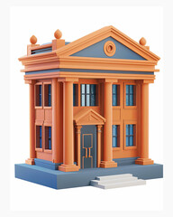 Obraz premium Museum Entry Icon A 3D museum building with an entrance fee ticket
