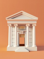 Obraz premium Museum Entry Icon A 3D museum building with an entrance fee ticket