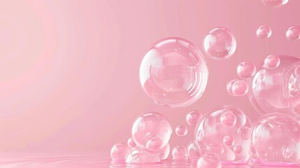 Pink bubbles floating on a pink background.