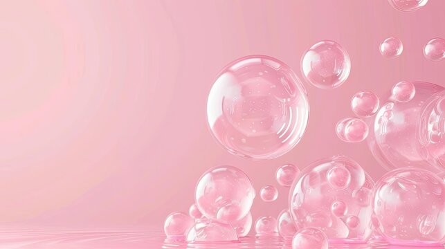Pink bubbles floating on a pink background.