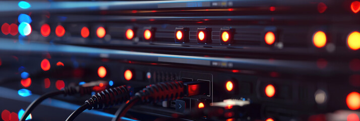 Server room and tablet for connection cable, maintenance or software update.