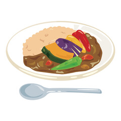 皿に盛られたベジタブルカレーライス