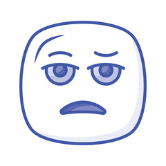 Bored face expression, icon of bored emoji, premium vector