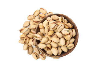 PNG, pistachios in a plate, isolated on white background.