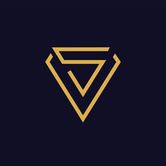 Geometric triangle letter S logo design vector for modern branding and design