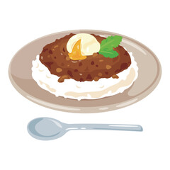 皿に盛られたキーマカレーライス